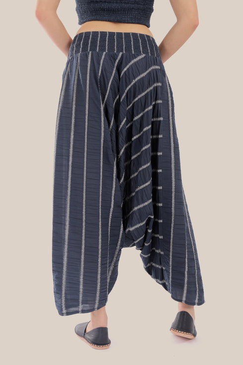 Striped harem pants with elastic waistband